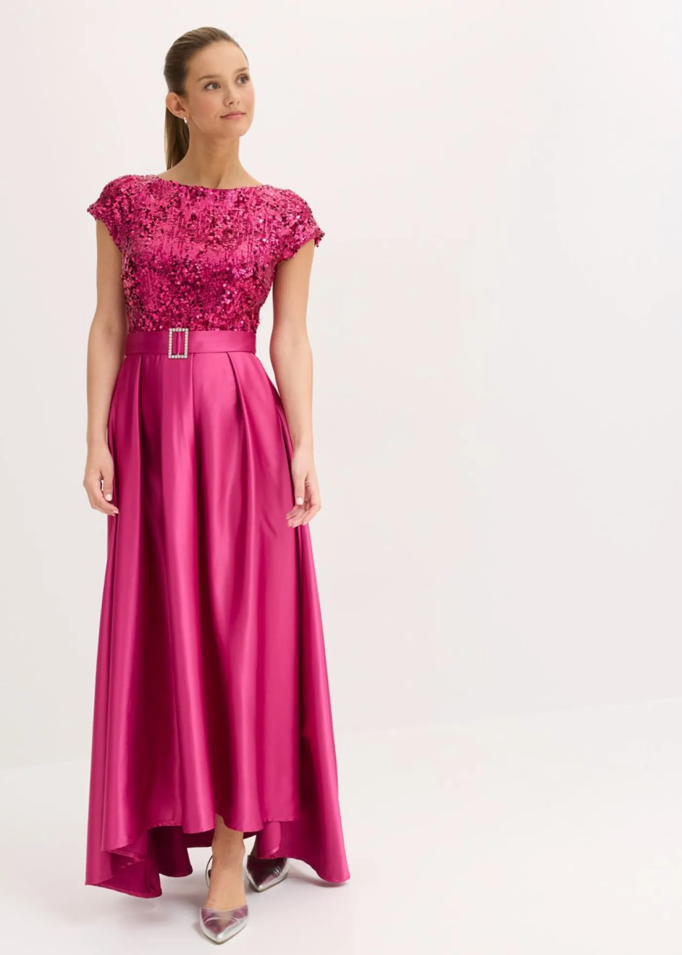 Clearance Vestido de noche de satén brillante con lentejuelas Mujer Vestidos|Novedades