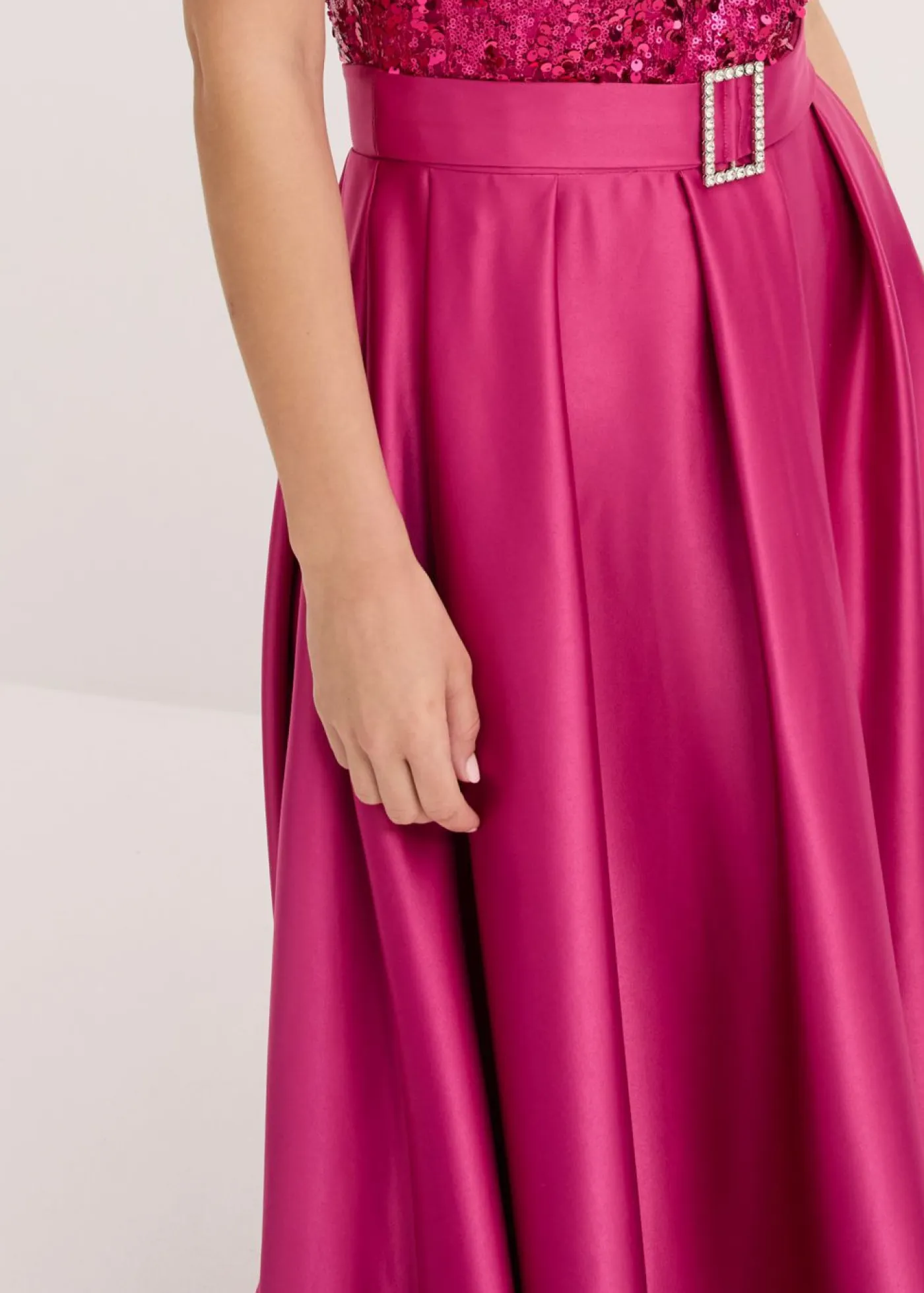 Clearance Vestido de noche de satén brillante con lentejuelas Mujer Vestidos|Novedades