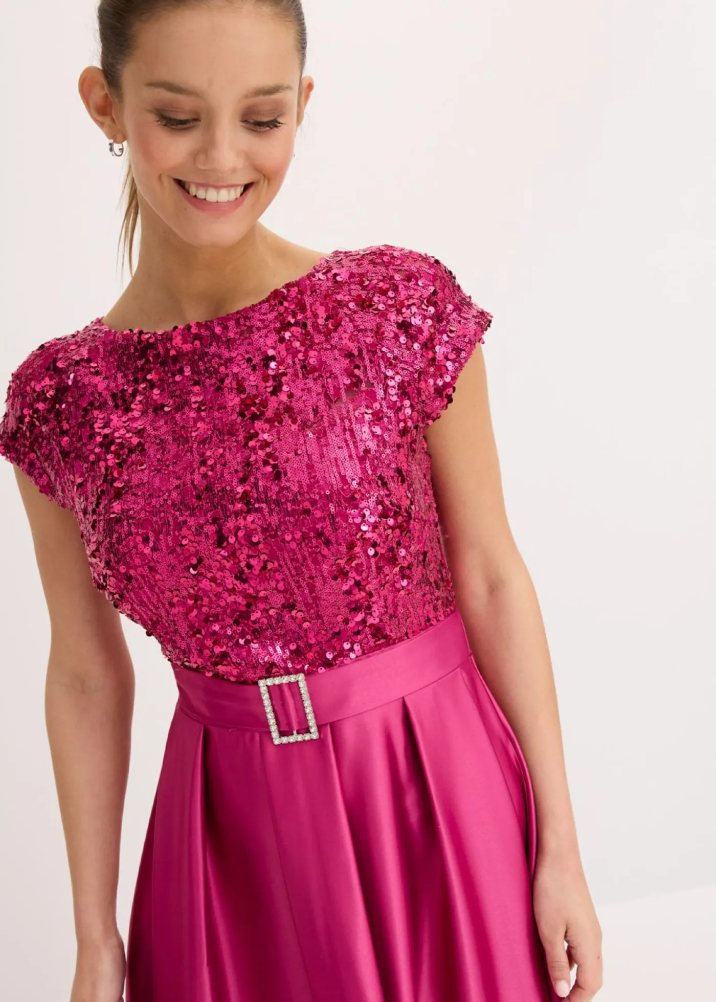 Clearance Vestido de noche de satén brillante con lentejuelas Mujer Vestidos|Novedades