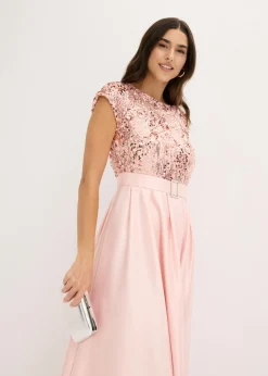 Outlet Vestido de noche de satén brillante con lentejuelas Mujer Vestidos|Tallas Pequeñas