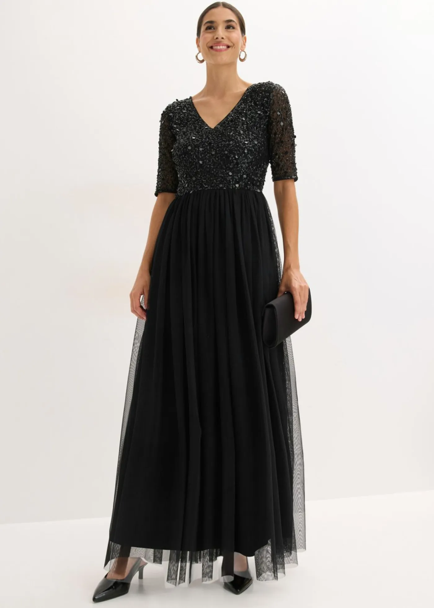 Sale Vestido de noche de tul delicado con bordado de lentejuelas Mujer Vestidos|Tallas Pequeñas