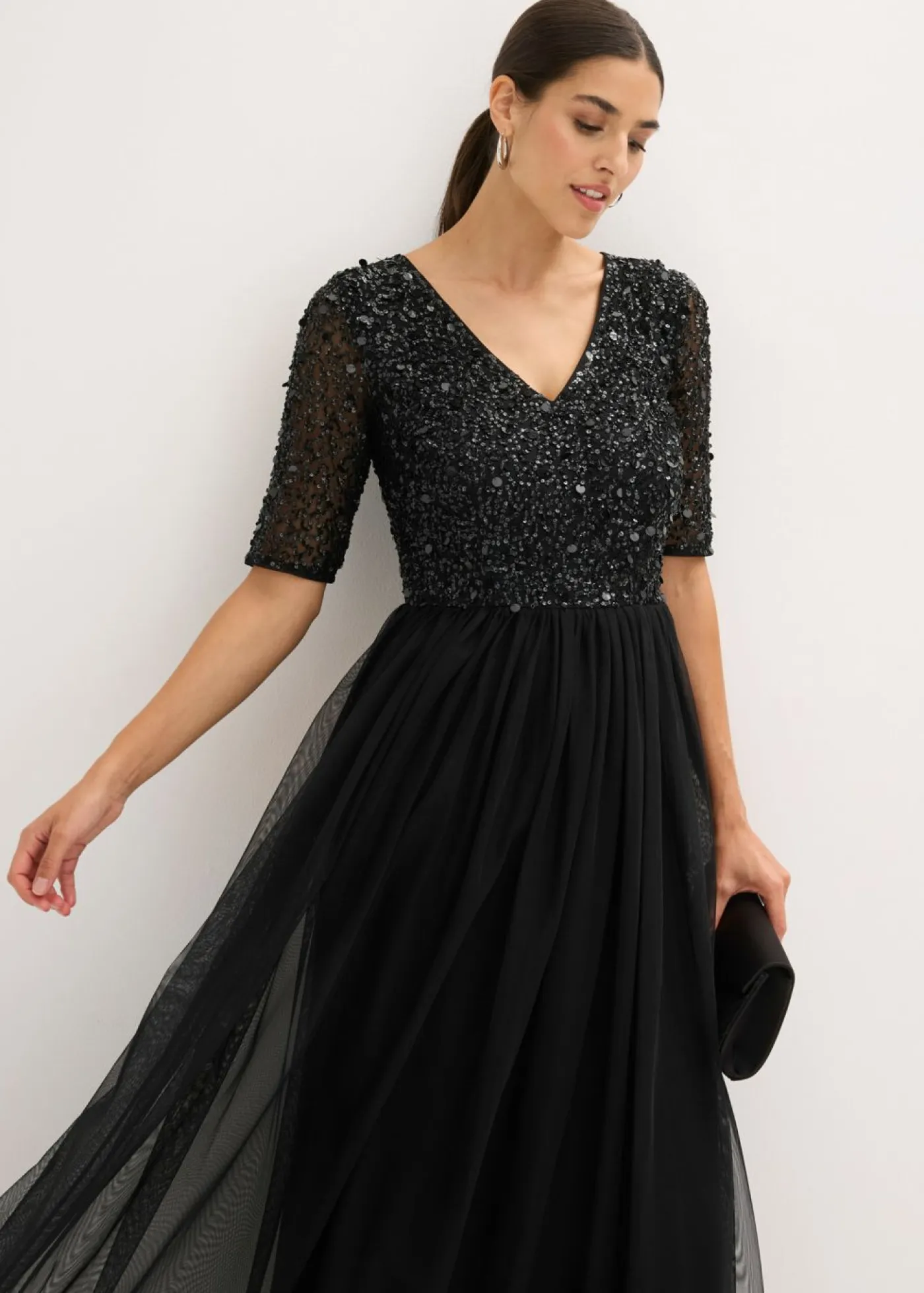 Sale Vestido de noche de tul delicado con bordado de lentejuelas Mujer Vestidos|Tallas Pequeñas