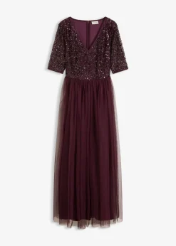 Vestido de noche de tul delicado con bordado de lentejuelas Mujer Vestidos|Tallas Pequeñas