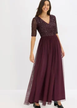 Vestido de noche de tul delicado con bordado de lentejuelas Mujer Vestidos|Tallas Pequeñas