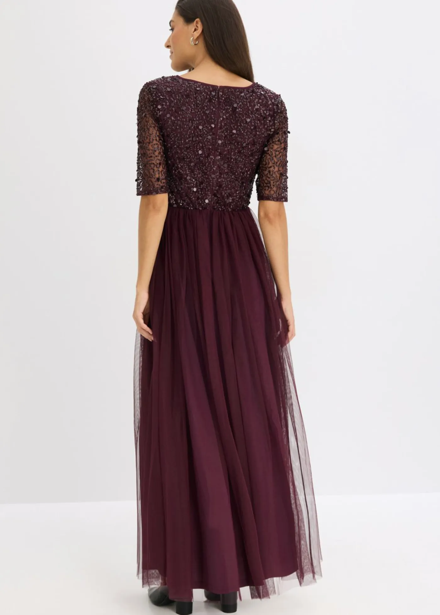 Vestido de noche de tul delicado con bordado de lentejuelas Mujer Vestidos|Tallas Pequeñas