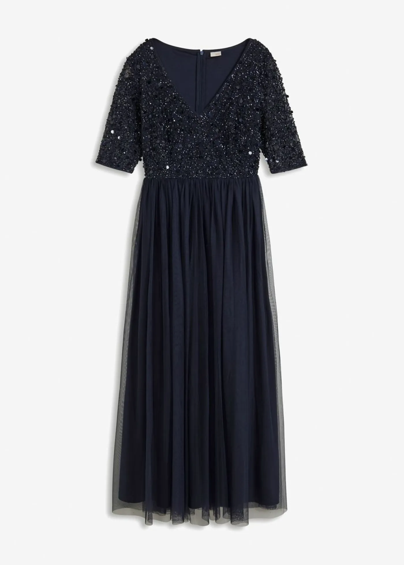 Outlet Vestido de noche de tul delicado con bordado de lentejuelas Mujer Vestidos|Tallas Pequeñas