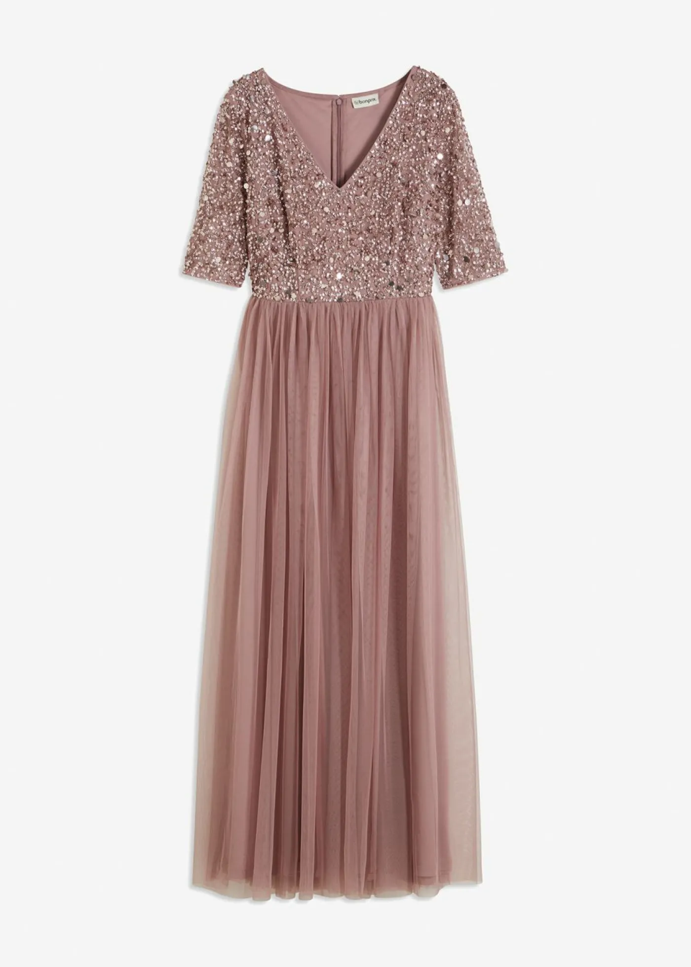 Outlet Vestido de noche de tul delicado con bordado de lentejuelas Mujer Vestidos|Tallas Pequeñas