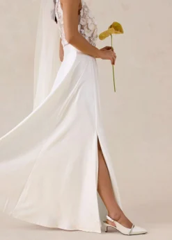 Discount Vestido de novia de satén brillante con aplicaciones de flores Mujer Vestidos