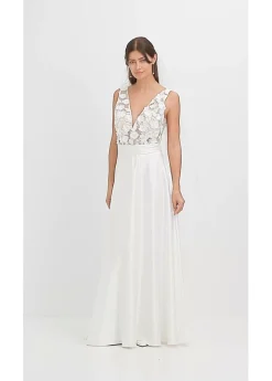 Discount Vestido de novia de satén brillante con aplicaciones de flores Mujer Vestidos