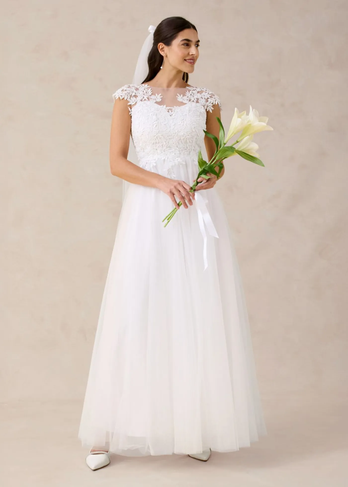 Vestido de novia de tul con encaje Mujer Vestidos