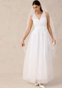 Clearance Vestido de novia de tul y encaje Mujer Vestidos|Tallas Pequeñas