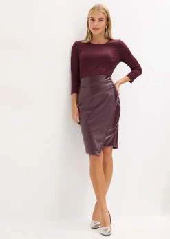 Discount Vestido de piel sintética con parte superior de punto Mujer Vestidos