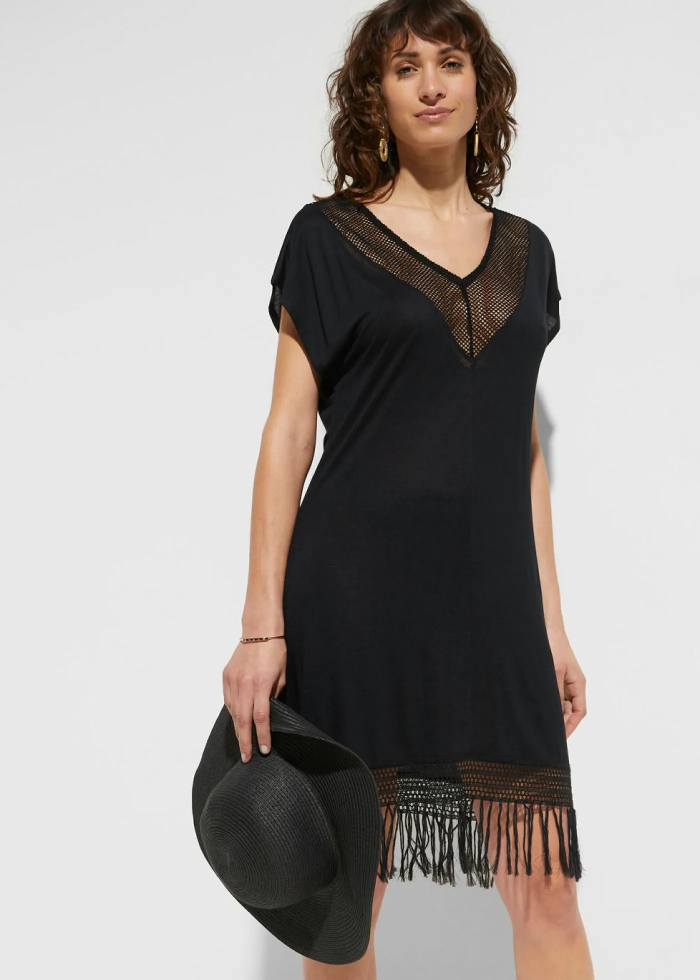 Sale Vestido de playa transparente de viscosa Mujer Ropa De Playa|Vestidos