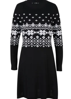 Sale Vestido de punto acampanado con estampado noruego Mujer Vestidos|Ropa De Punto