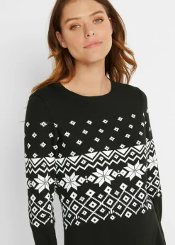 Sale Vestido de punto acampanado con estampado noruego Mujer Vestidos|Ropa De Punto