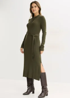 Outlet Vestido de punto acanalado de mezcla de viscosa Mujer Vestidos|Ropa De Punto