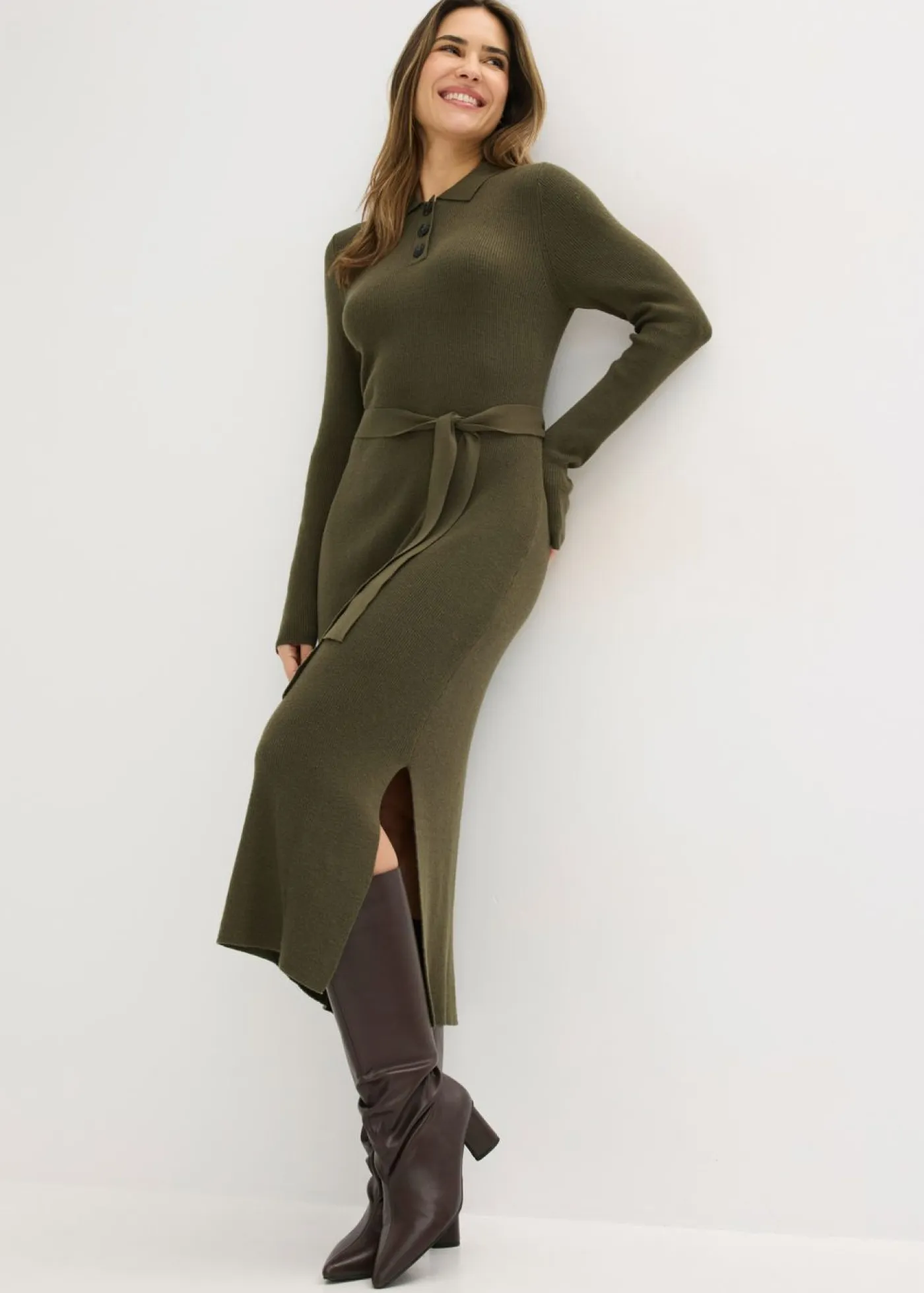 Outlet Vestido de punto acanalado de mezcla de viscosa Mujer Vestidos|Ropa De Punto