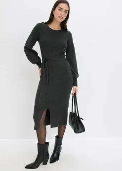 New Vestido de punto acanalado de mezcla de viscosa fluida Mujer Vestidos|Ropa De Punto