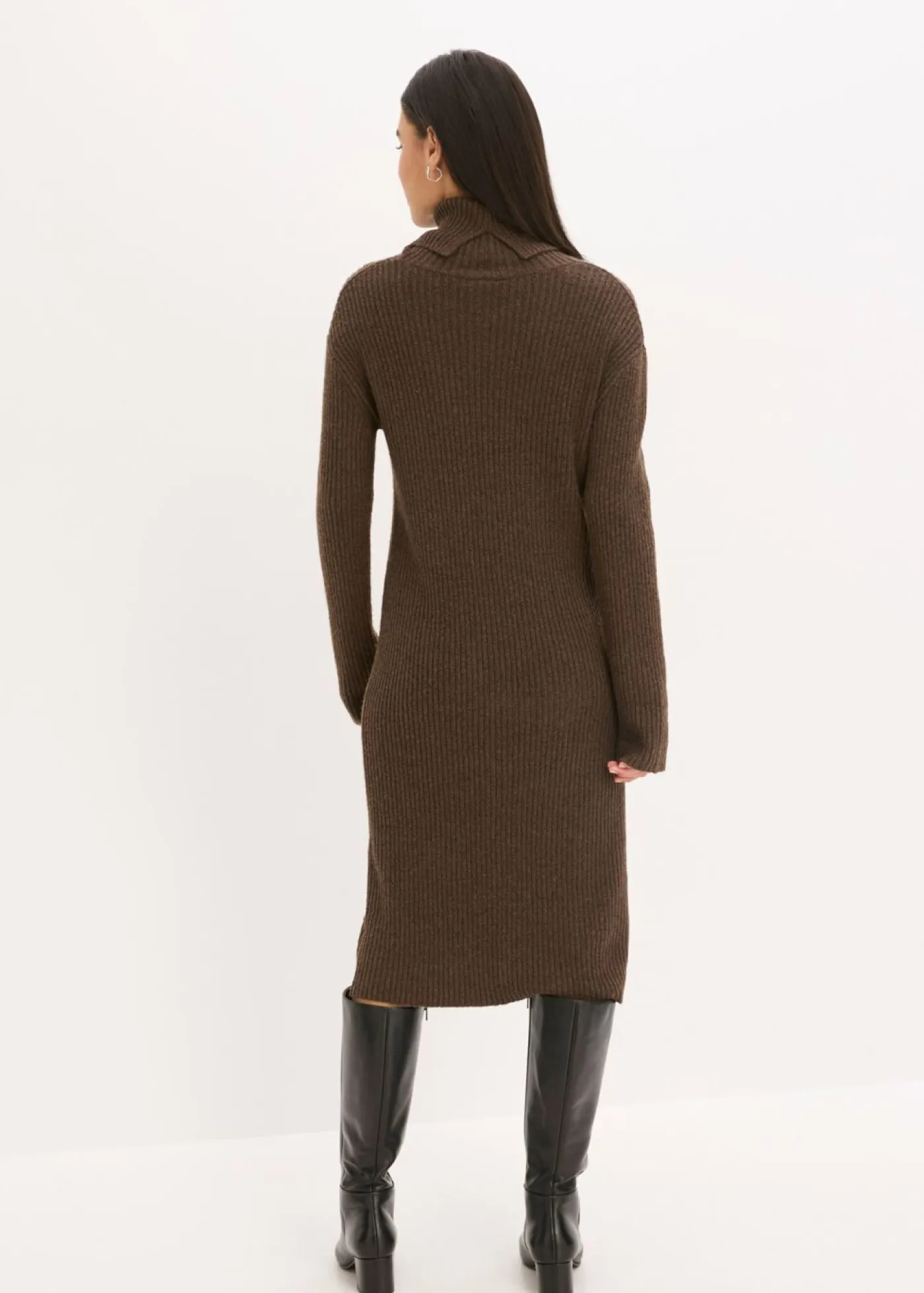 New Vestido de punto acanalado con cuello vuelto Mujer Vestidos|Ropa De Punto