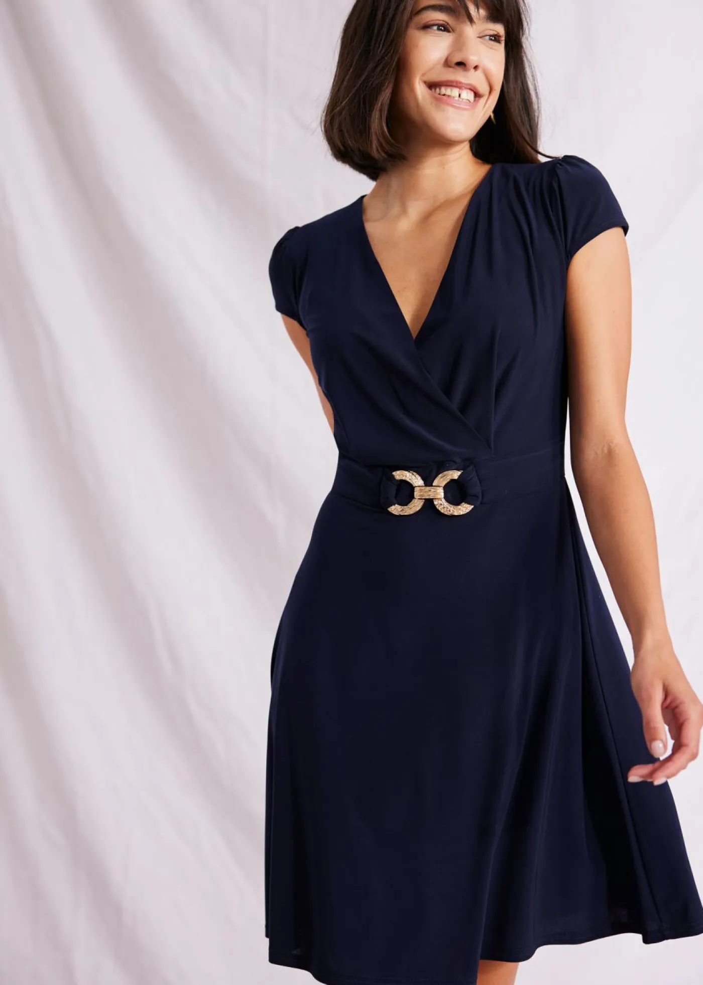 Sale Vestido de punto con cierre decorativo Mujer Tallas Pequeñas