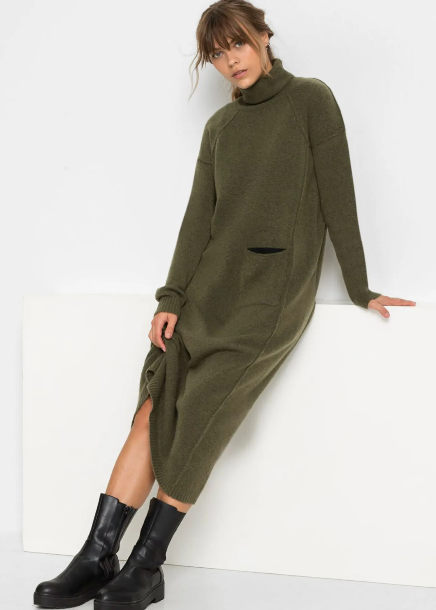 Discount Vestido de punto con cuello vuelto Mujer Vestidos|Ropa De Punto
