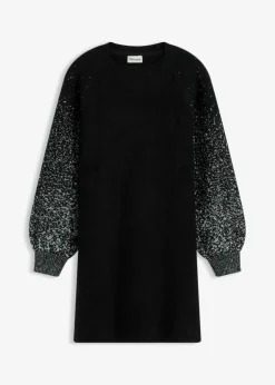 Outlet Vestido de punto con efecto brillante Mujer Vestidos|Ropa De Punto