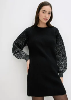 Outlet Vestido de punto con efecto brillante Mujer Vestidos|Ropa De Punto
