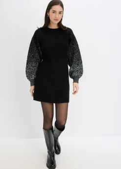 Outlet Vestido de punto con efecto brillante Mujer Vestidos|Ropa De Punto