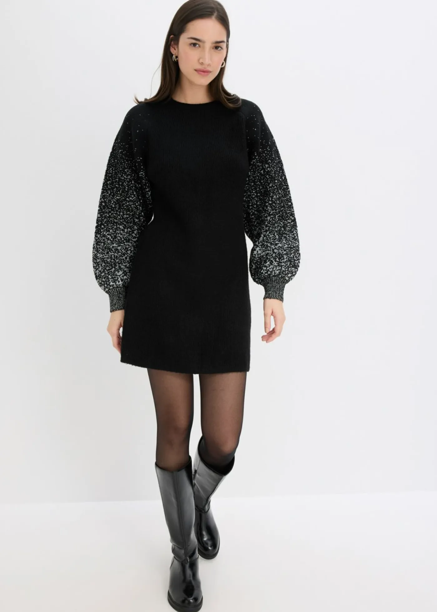 Outlet Vestido de punto con efecto brillante Mujer Vestidos|Ropa De Punto