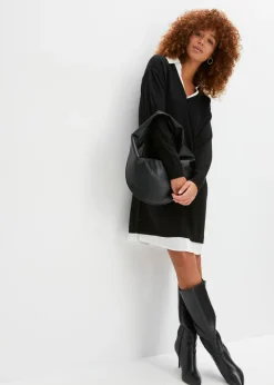 Best Vestido de punto con inserto de blusa Mujer Vestidos|Ropa De Punto