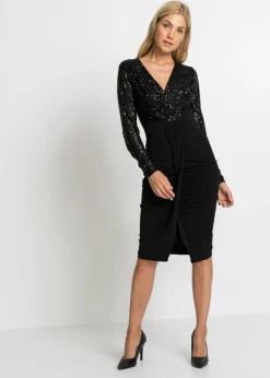 Best Vestido de punto con lentejuelas y drapeado Mujer Vestidos