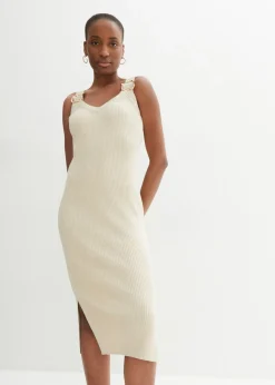 Outlet Vestido de punto con seda Mujer Premium|Vestidos