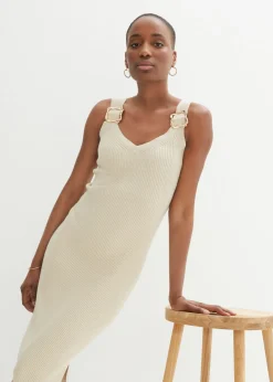 Outlet Vestido de punto con seda Mujer Premium|Vestidos