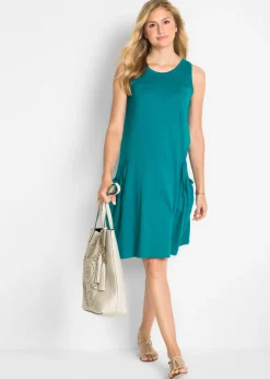 Best Vestido de punto de algodón con bolsillos Mujer Vestidos