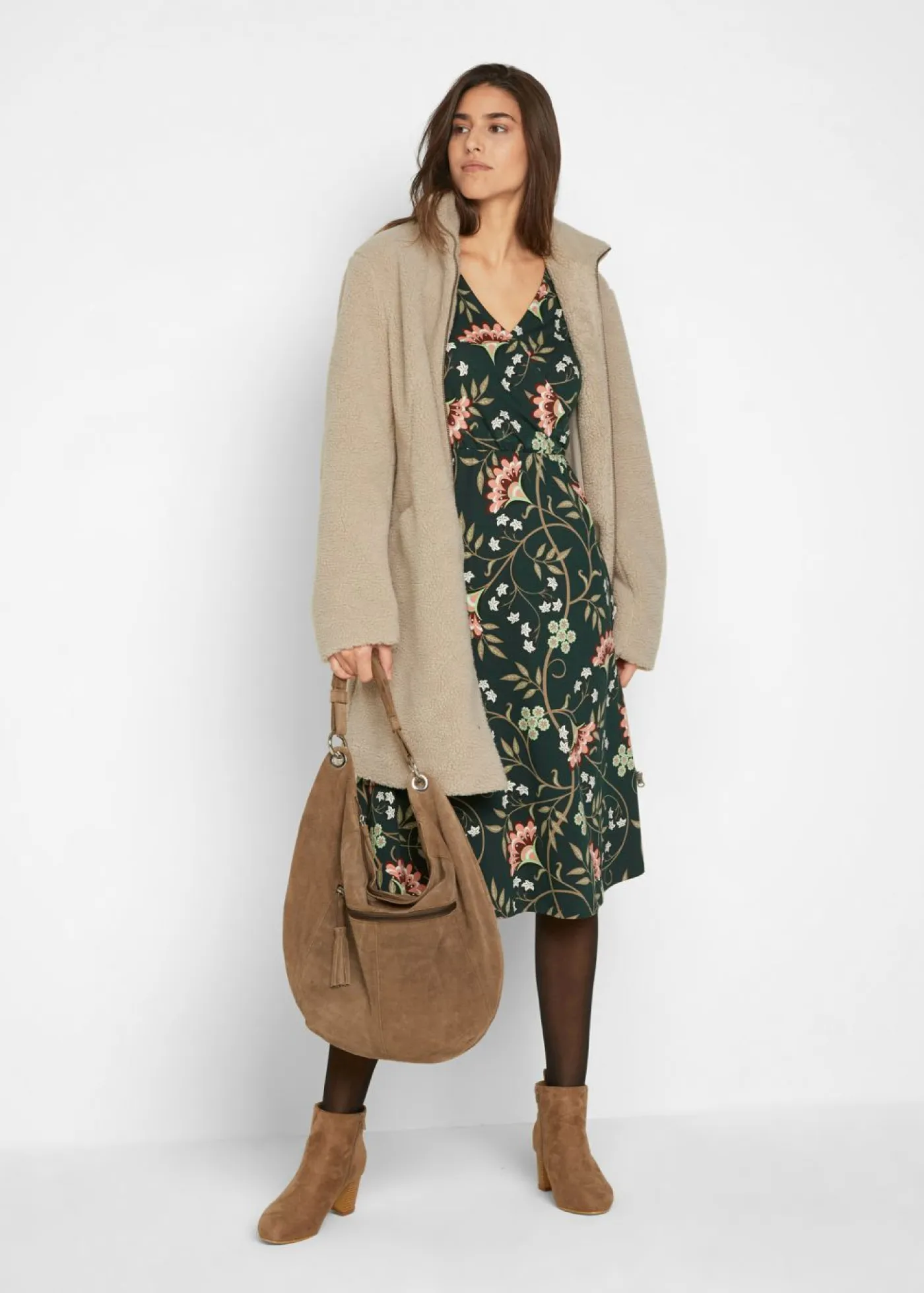 Vestido de punto de algodón con diseño cruzado Mujer Vestidos