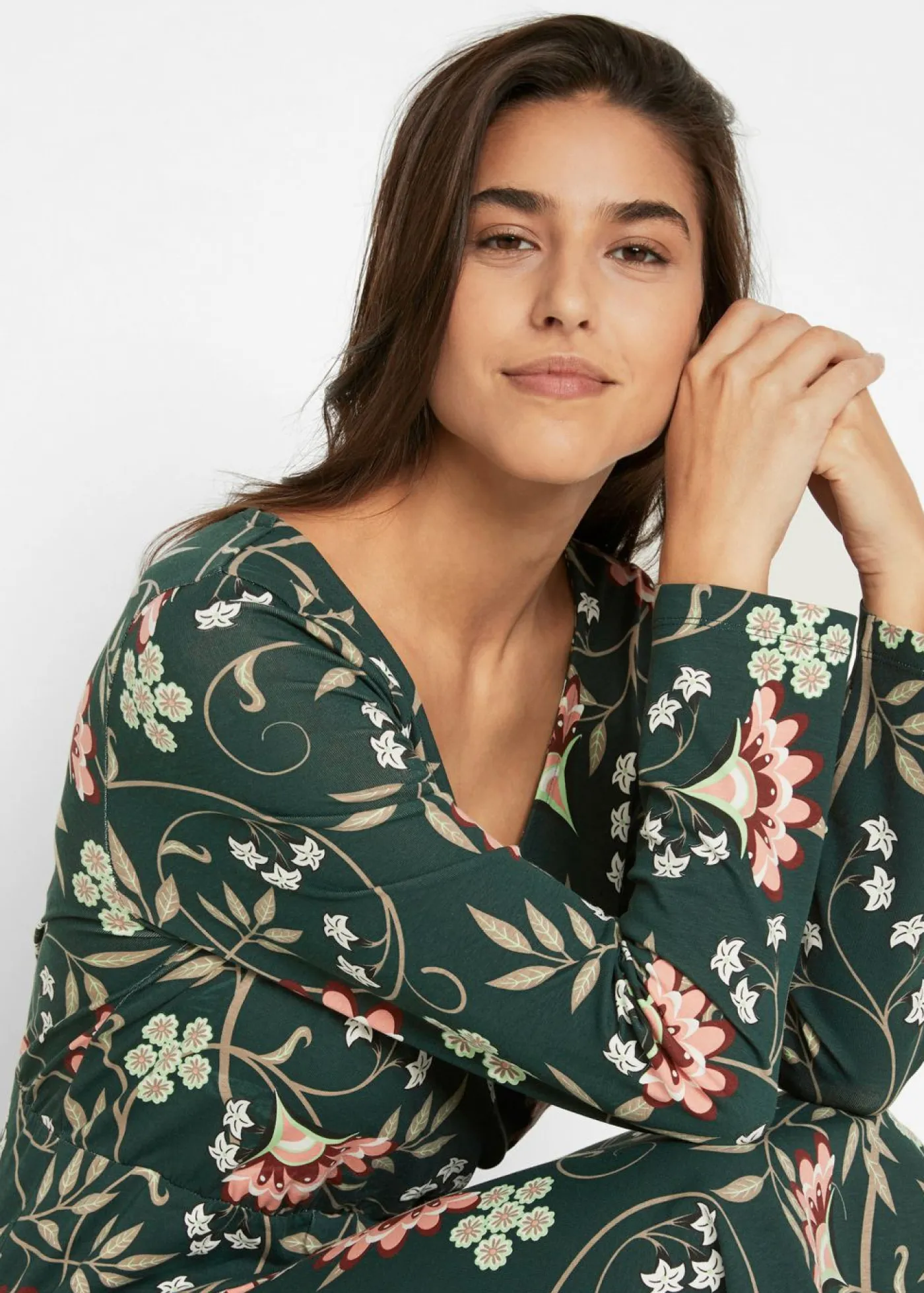 Vestido de punto de algodón con diseño cruzado Mujer Vestidos
