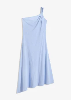 Hot Vestido de punto de algodón con dobladillo asimétrico y detalle de nudo en el hombro Mujer Vestidos