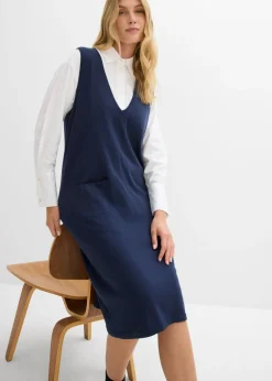 Vestido de punto de algodón puro Mujer Esenciales|Vestidos