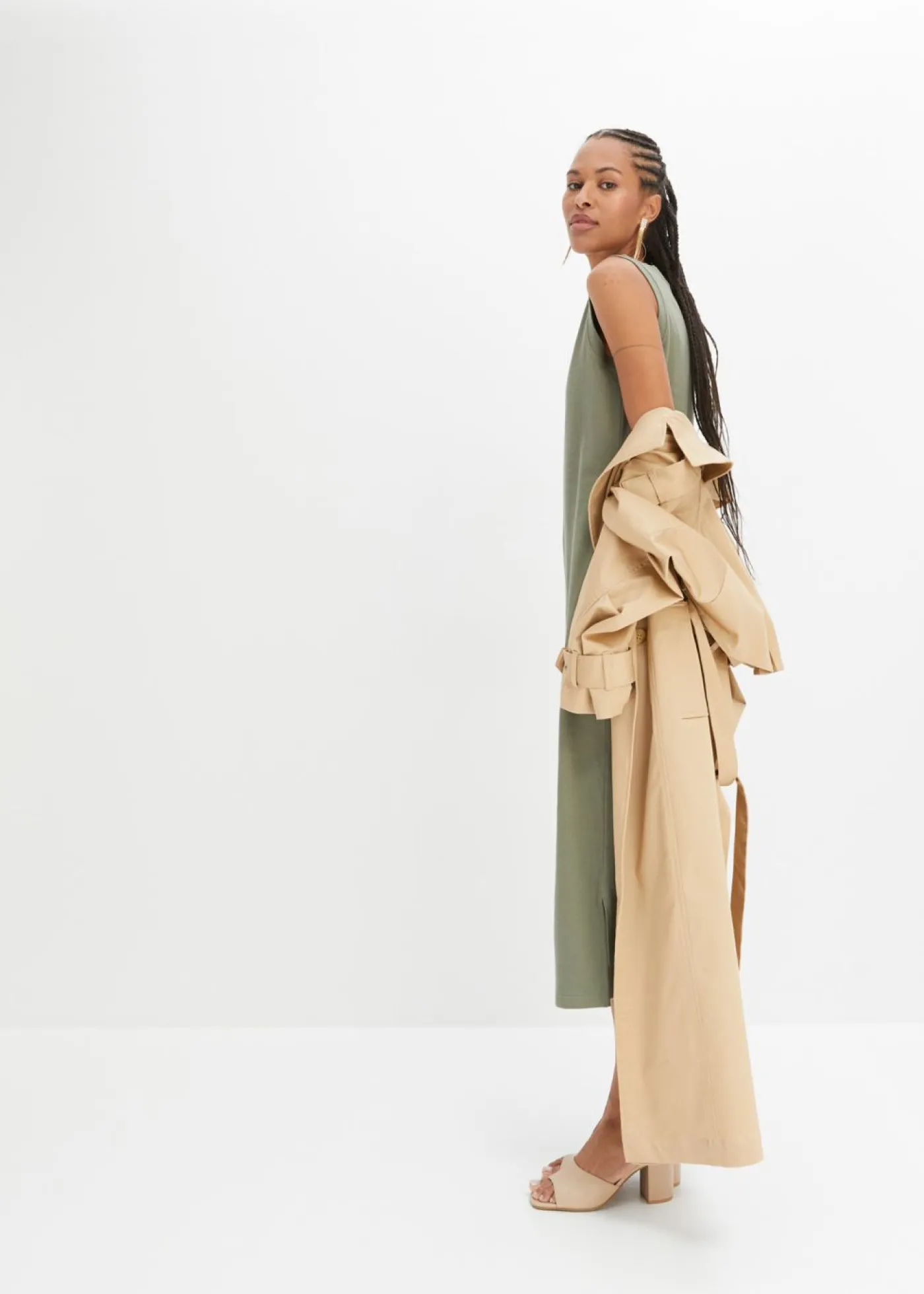 Sale Vestido de punto de algodón con elástico Mujer Vestidos
