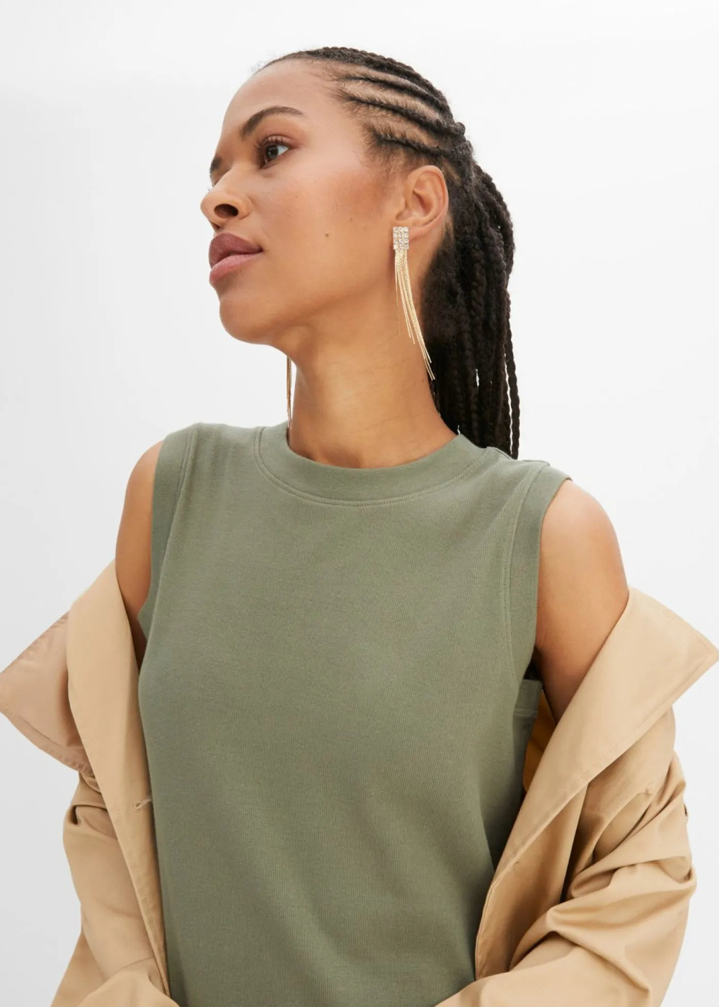 Sale Vestido de punto de algodón con elástico Mujer Vestidos