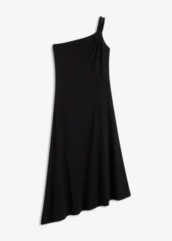 Best Vestido de punto de algodón con dobladillo asimétrico y detalle de nudo en el hombro Mujer Vestidos