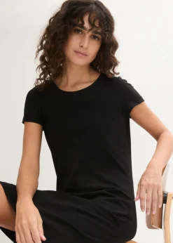 Clearance Vestido de punto de algodón orgánico elástico Mujer Básicos|Vestidos