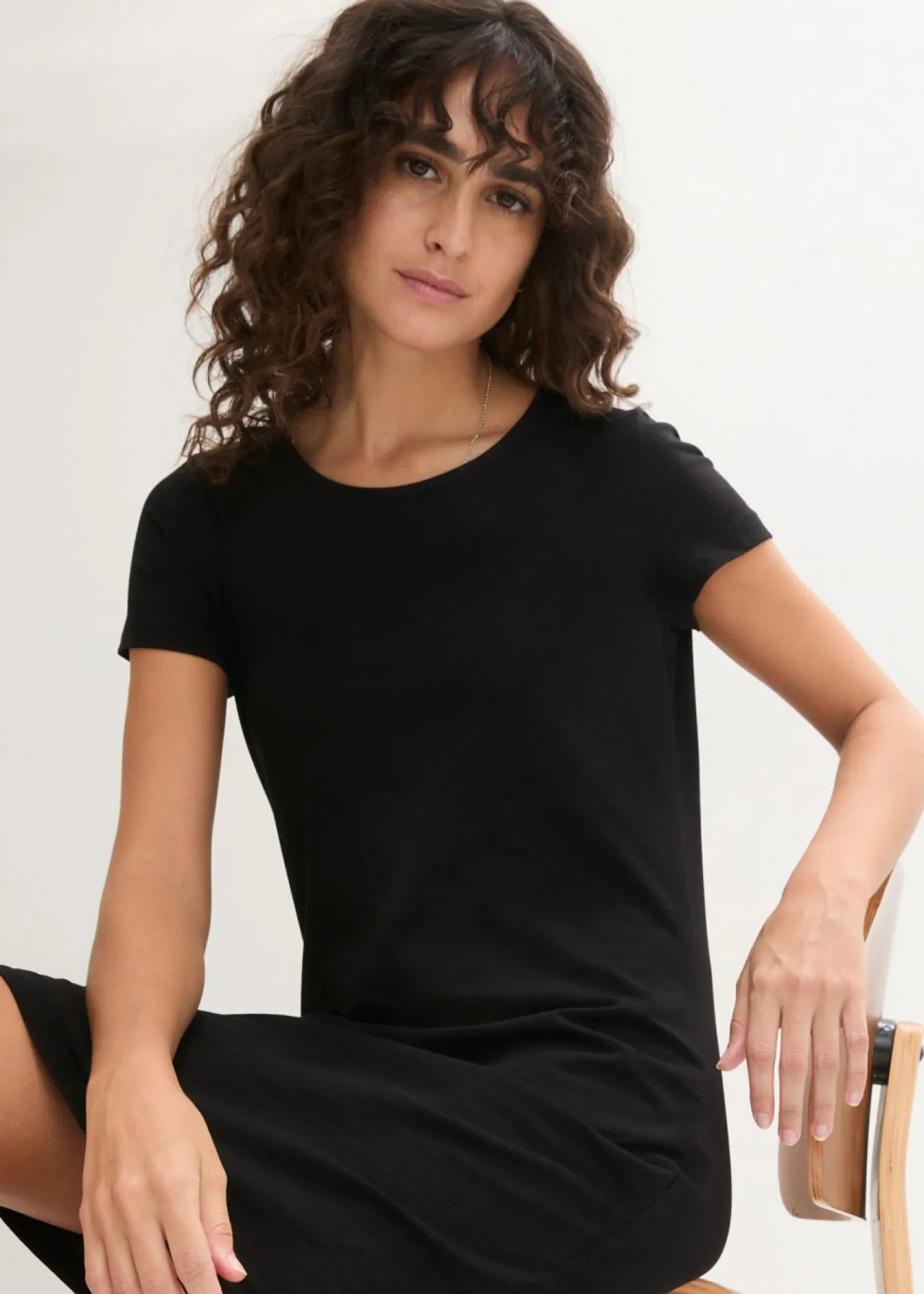 Clearance Vestido de punto de algodón orgánico elástico Mujer Básicos|Vestidos