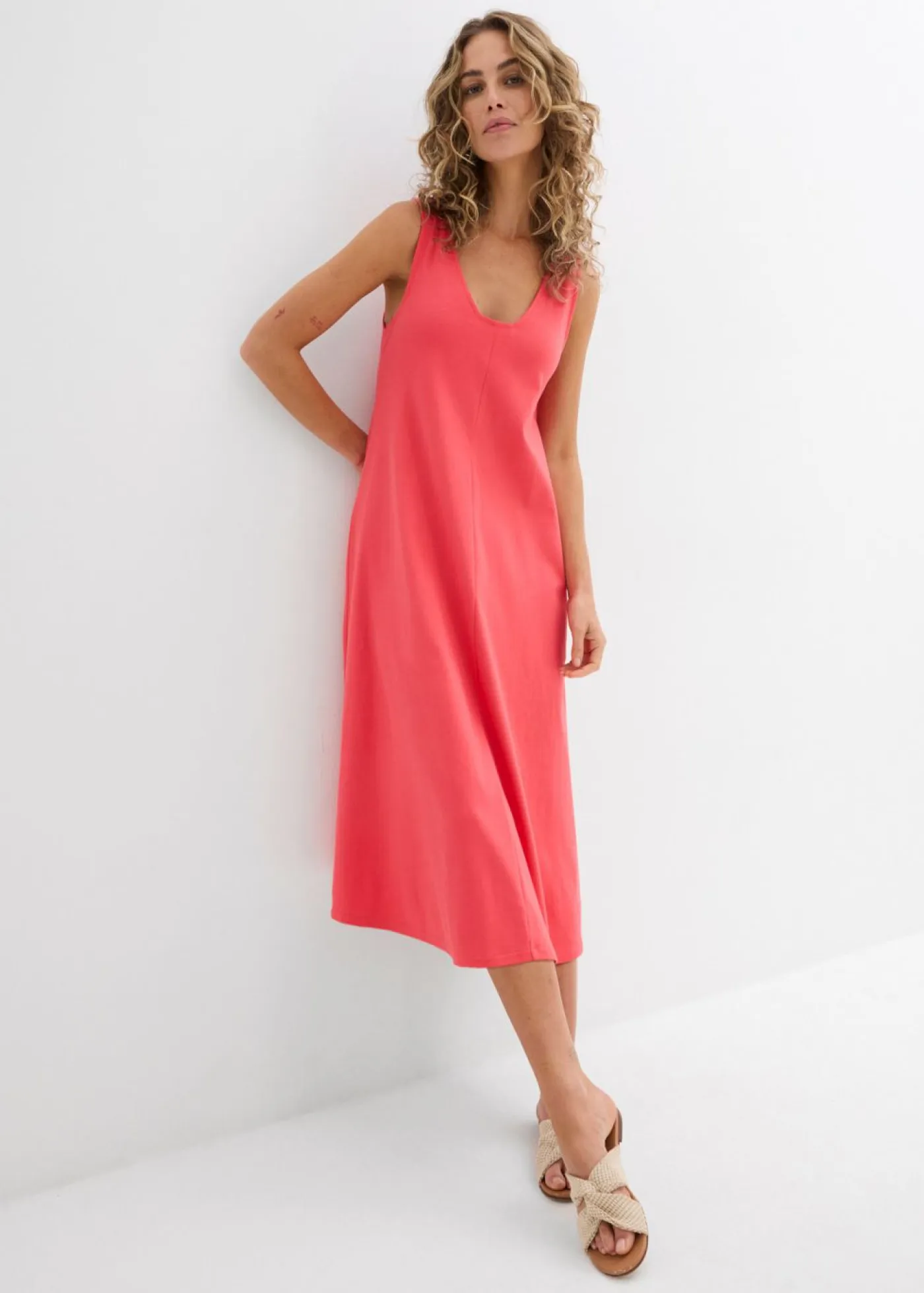 New Vestido de punto de algodón orgánico puro Mujer Esenciales|Vestidos