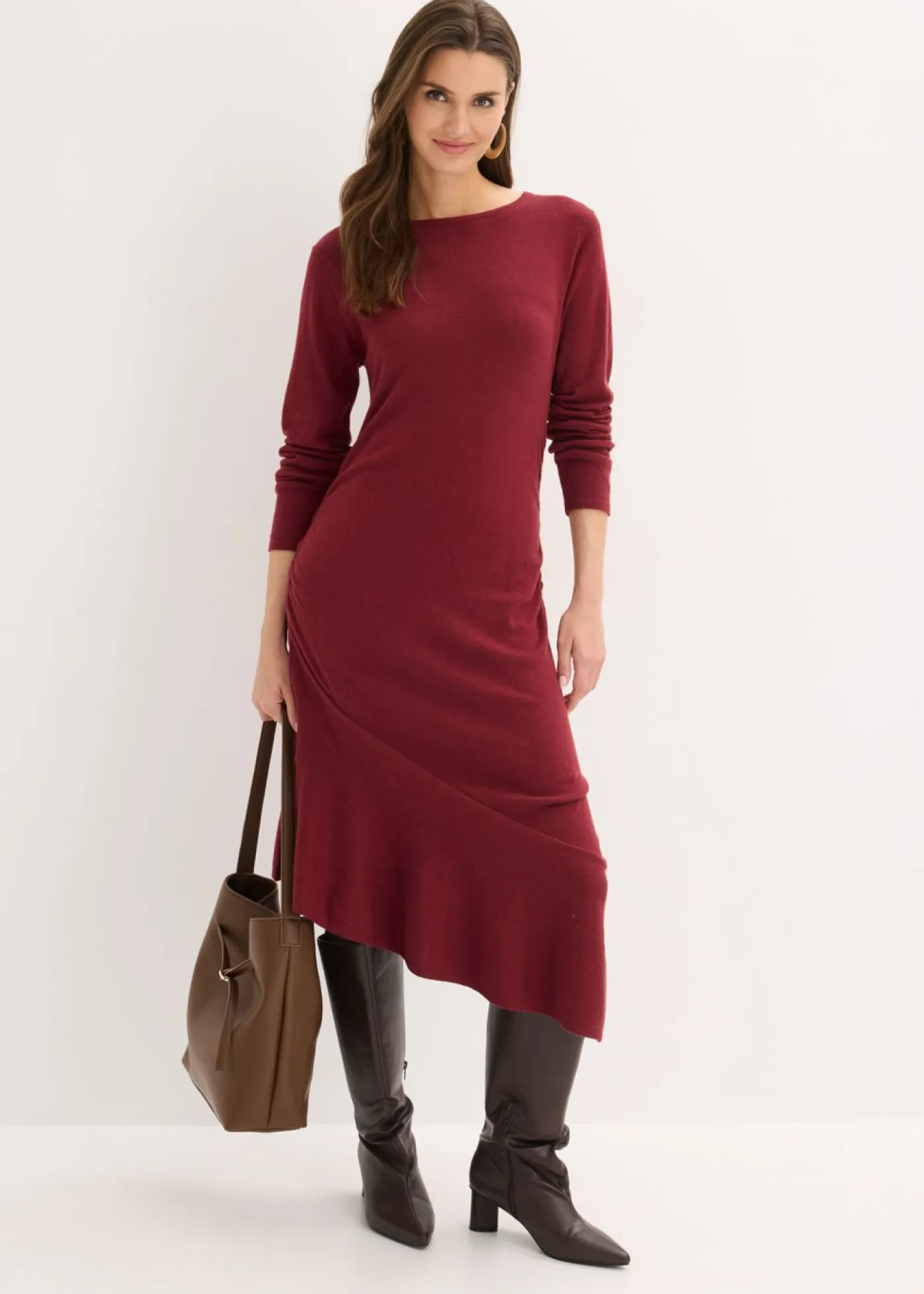 Best Vestido de punto de algodón y cachemir con dobladillo asimétrico Mujer Vestidos|Ropa De Punto