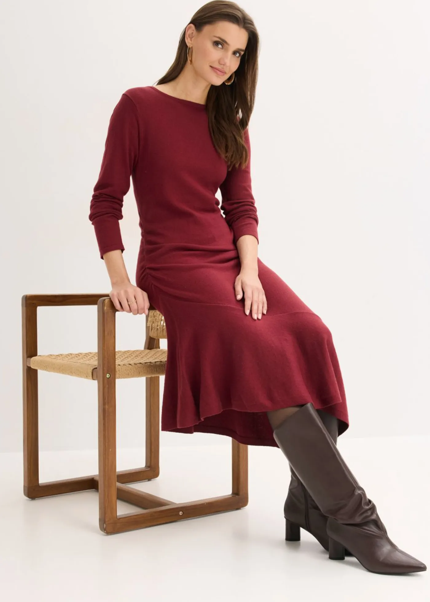 Best Vestido de punto de algodón y cachemir con dobladillo asimétrico Mujer Vestidos|Ropa De Punto