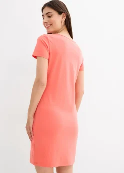 Outlet Vestido de punto de algodón orgánico elástico Mujer Básicos|Vestidos