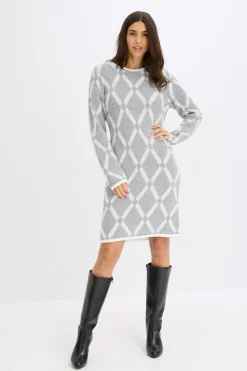 Discount Vestido de punto de hilo metálico con estampado de rombos Mujer Vestidos|Ropa De Punto