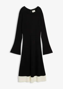 Best Vestido de punto de mezcla de viscosa con detalles en contraste Mujer Esenciales|Vestidos