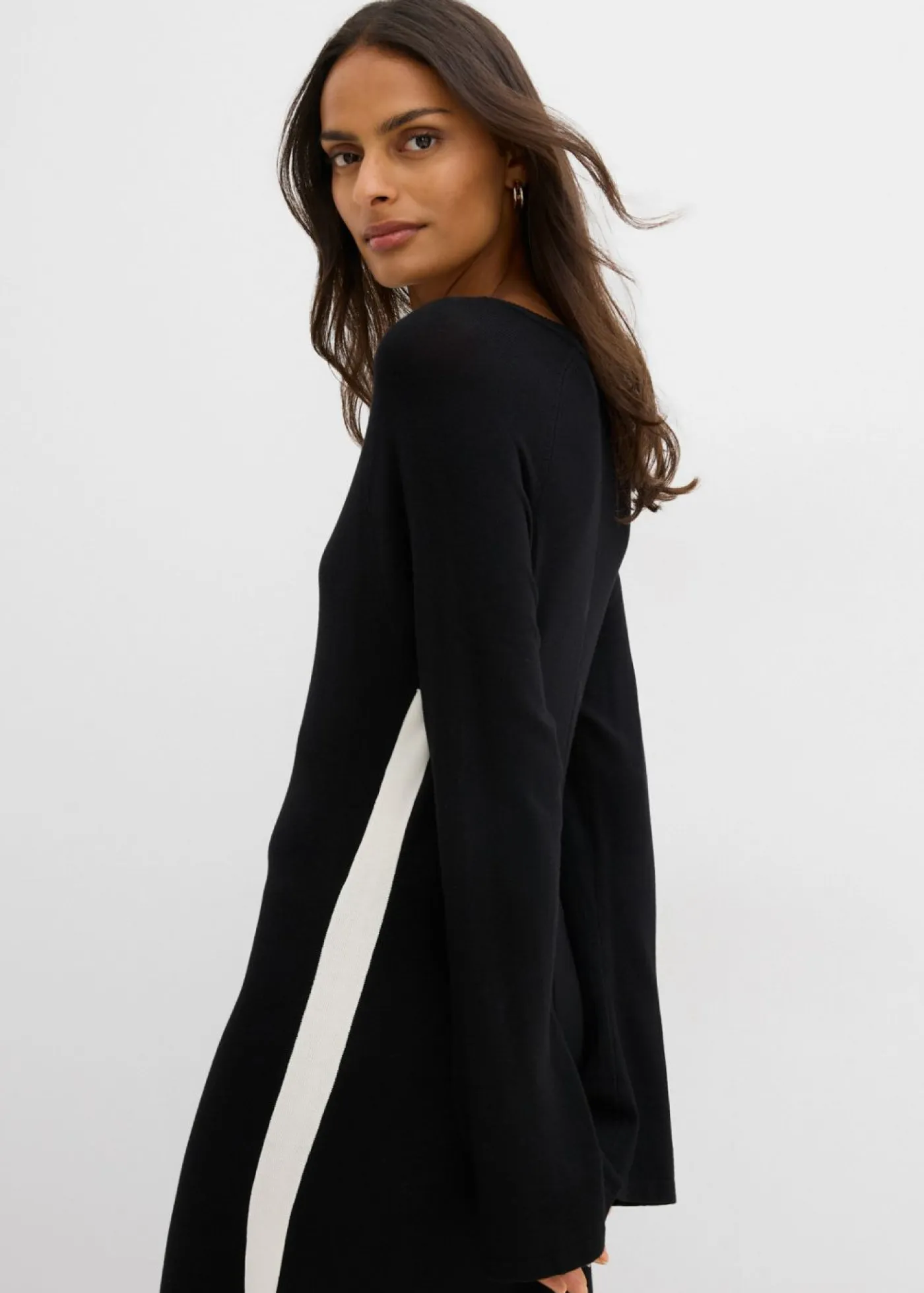 Best Vestido de punto de mezcla de viscosa con detalles en contraste Mujer Esenciales|Vestidos